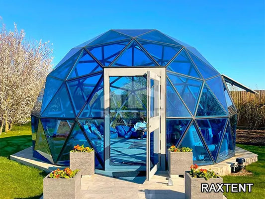 6m blue glass dome tent for retreat