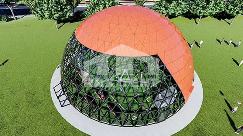 geodesic wooden glass dome