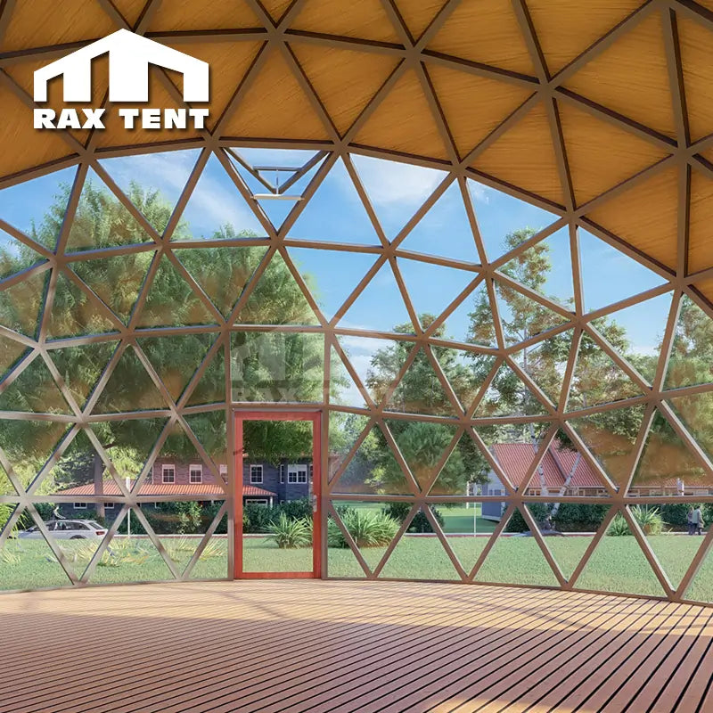 10M Wooden Glass Dome for Glamping Hotel and Reception Dome