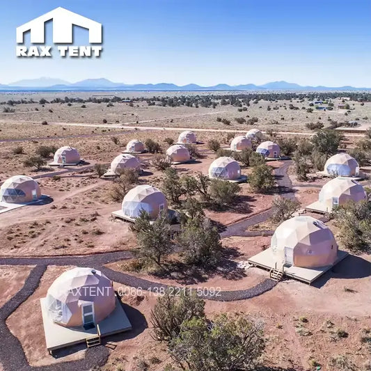 7m Desert Yellow Geodesic Dome Tent for Glamping Dome House with Interesting Themes in Clear Sky Resort in The USA