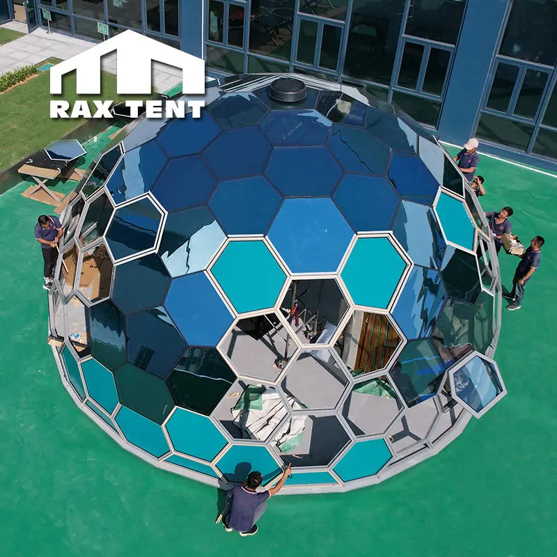 RAXTENT 8M Honeycomb Geodesic Glass Dome Tent for Retreat