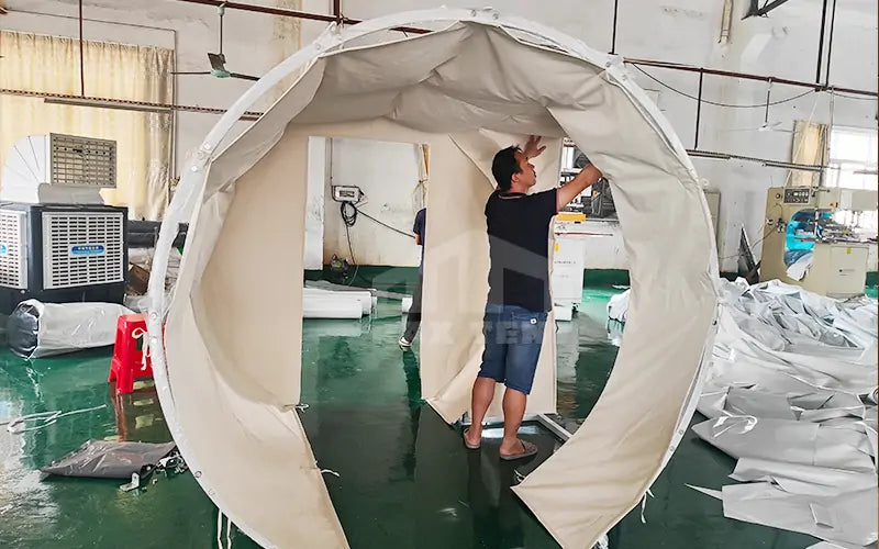 25M Big Geodesic Dome Tent for Event with 1/3 Transparent and 2/3 Black PVC Fabric Cover