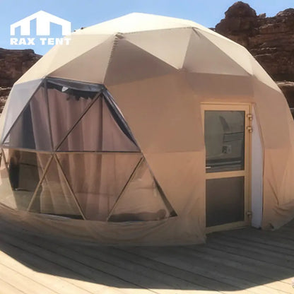 6M Luxury Desert Dome House Tent for Glamping Resort with Yellow PVC Fabric