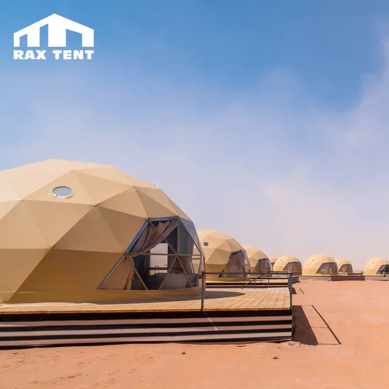 6M Luxury Desert Dome House Tent for Glamping Resort with Yellow PVC Fabric