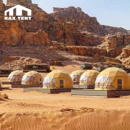 6M Luxury Desert Dome House Tent for Glamping Resort with Yellow PVC Fabric