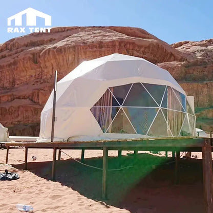 6M Luxury Desert Dome House Tent for Glamping Resort with Yellow PVC Fabric