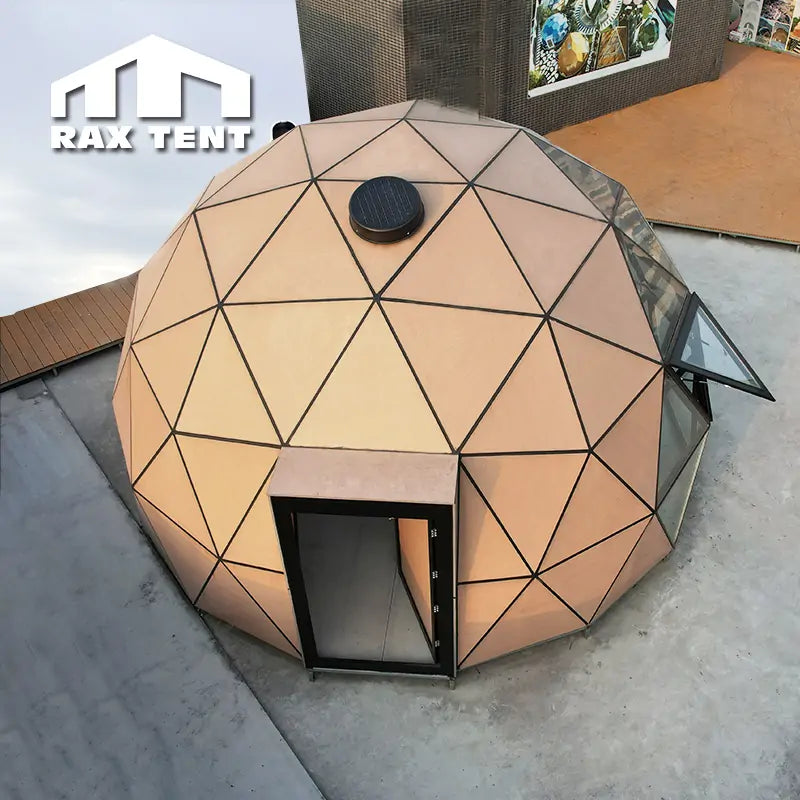 RAXTENT 6M Wood Glass Dome for Glamping with Double Glazed Glass and Wooden Panel