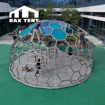 RAXTENT 8M Honeycomb Geodesic Glass Dome Tent for Retreat