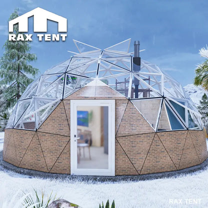 glamping dome tent in winter