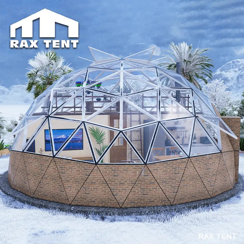 glamping dome in winter