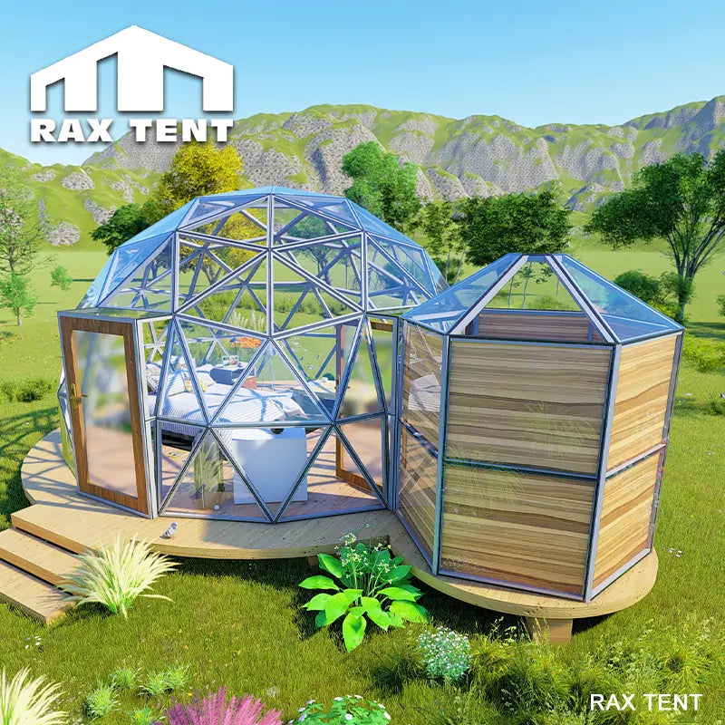 glass dome tent with bathroom