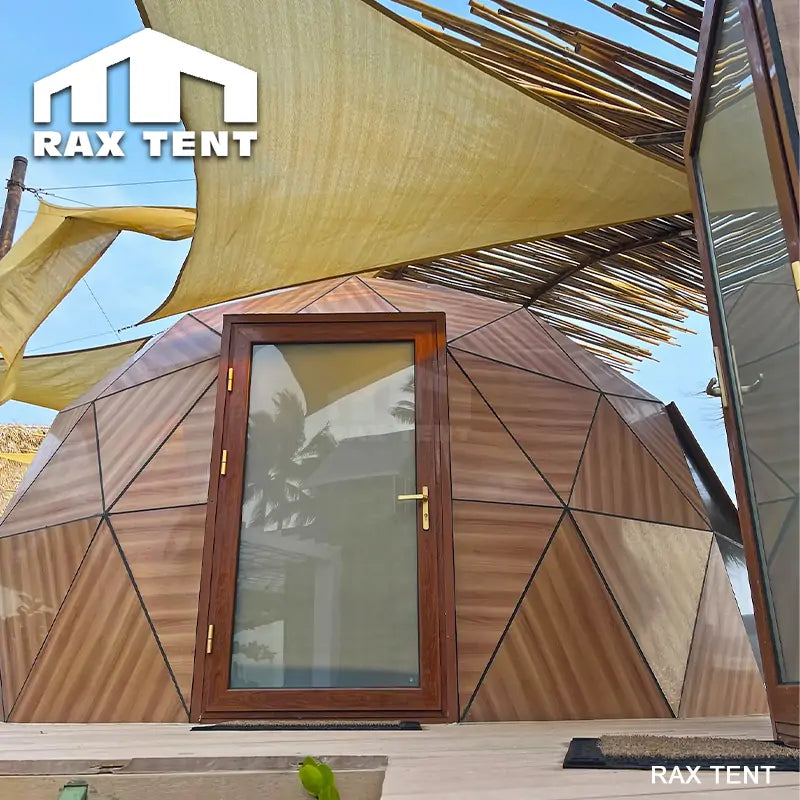 wooden color dome tent