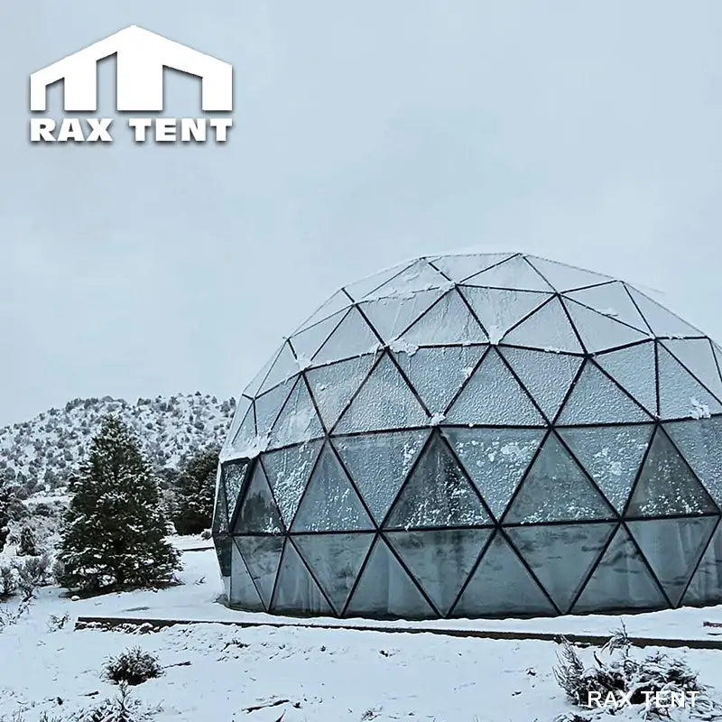 winter glass geo dome tent