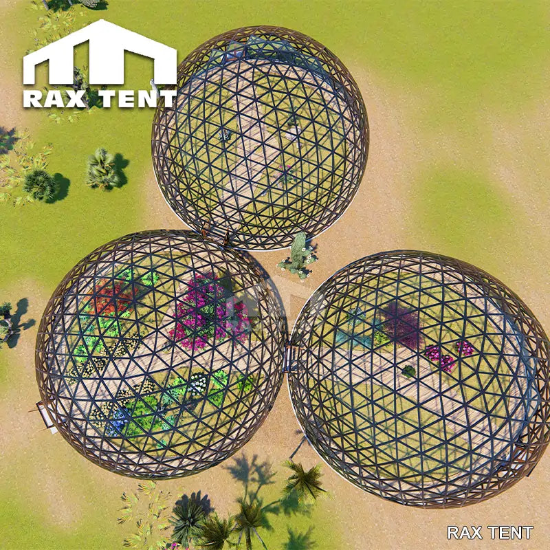 connected glass dome tent