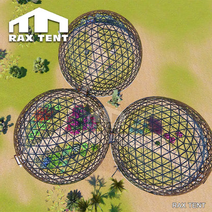 connected glass dome tent