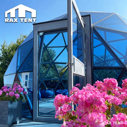 blue clear glass dome tent