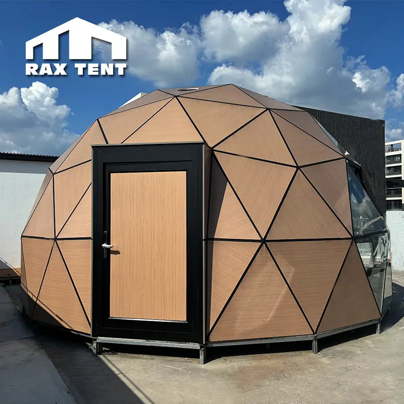 RAXTENT 6M Wood Glass Dome for Glamping with Double Glazed Glass and Wooden Panel