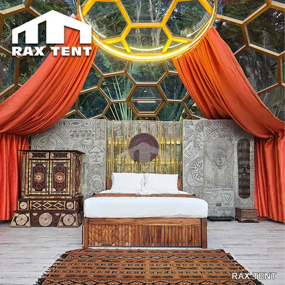 honeycomb glass dome with curtain