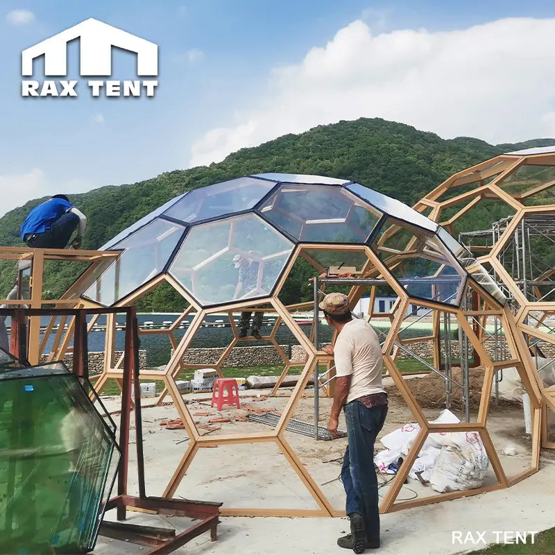 glass dome tent with hexagonal frame