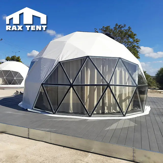 6M Mixed Dome Tent PVC Glass Tent with Panoramic View for Outdoor Glamping