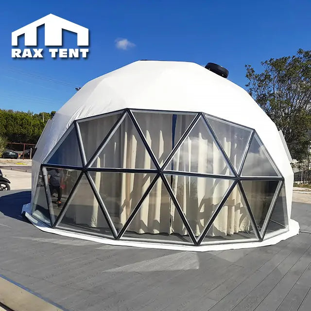 6M Mixed Dome Tent PVC Glass Tent with Panoramic View for Outdoor Glamping