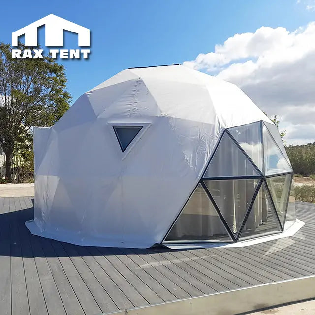 6M Mixed Dome Tent PVC Glass Tent with Panoramic View for Outdoor Glamping