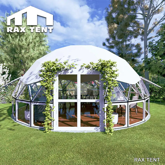 RAXTENT 8M Mixed PVC Glass Geo Dome for Coffee Bars and Eco Retreats